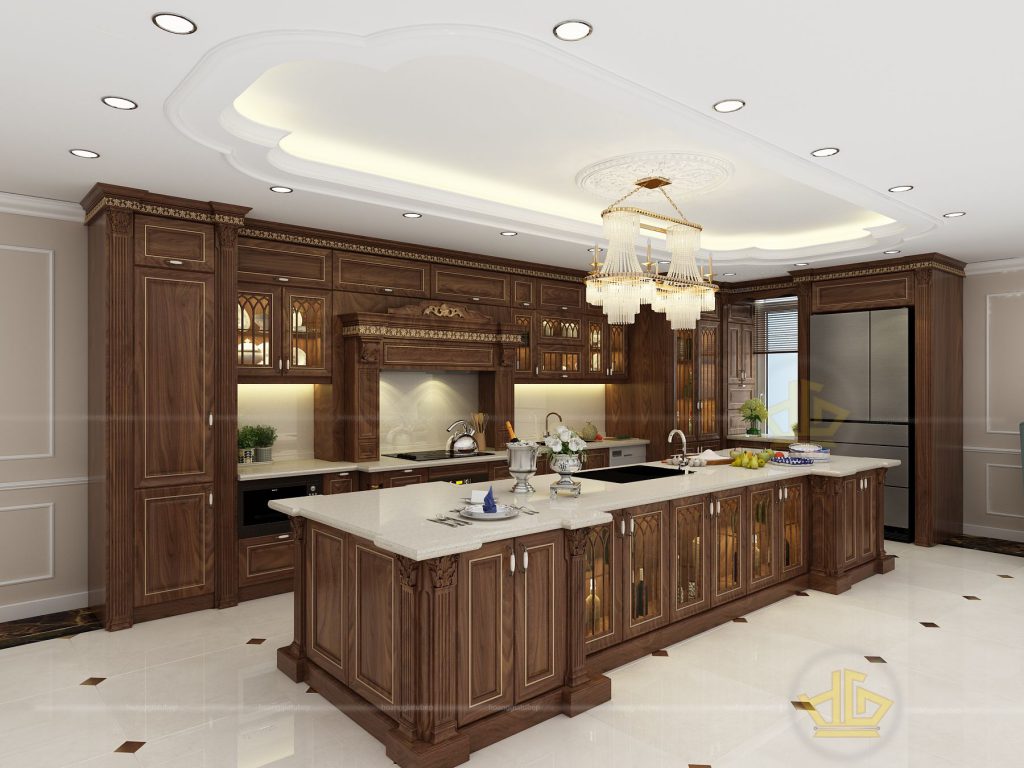 Tủ Bếp Gỗ Gõ nhà anh Đạt Vạn Phúc Ba Đình Hà Nội