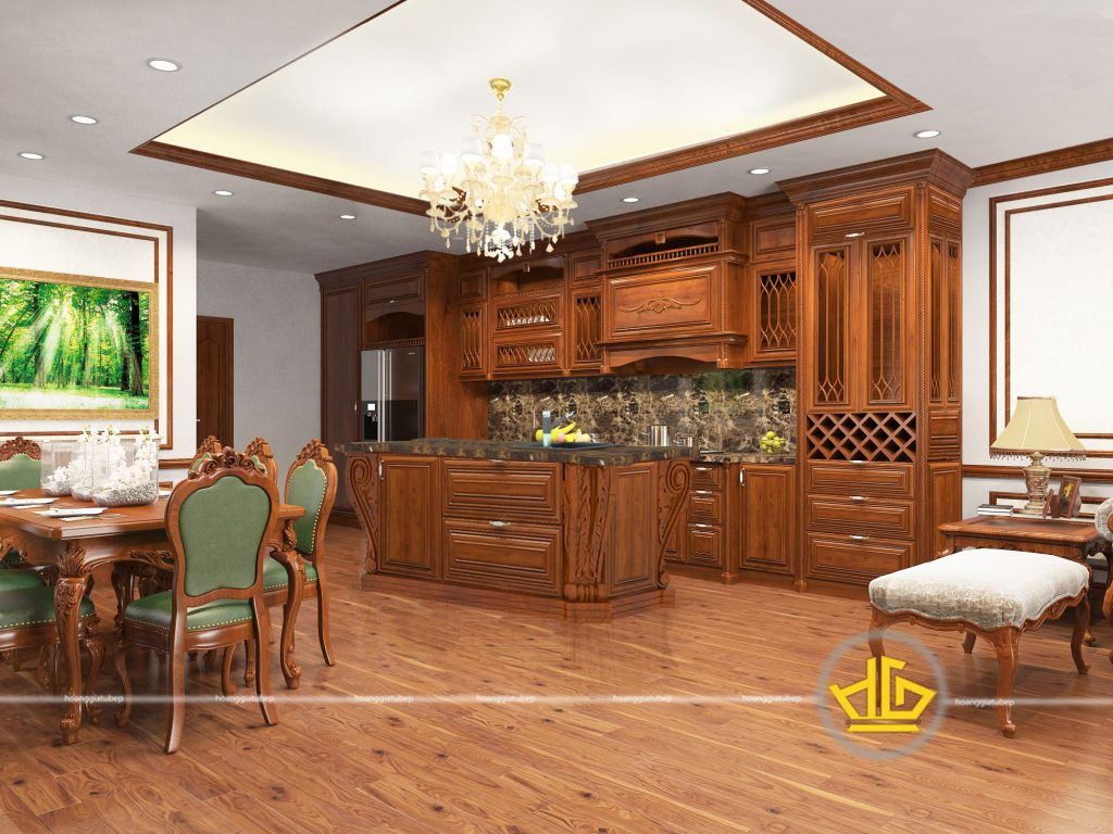 Tủ Bếp Gỗ Gõ nhà anh Vinh Thái Thịnh