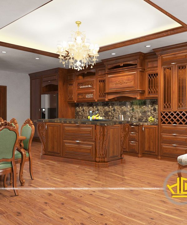 Tủ Bếp Gỗ Gõ nhà anh Vinh Thái Thịnh
