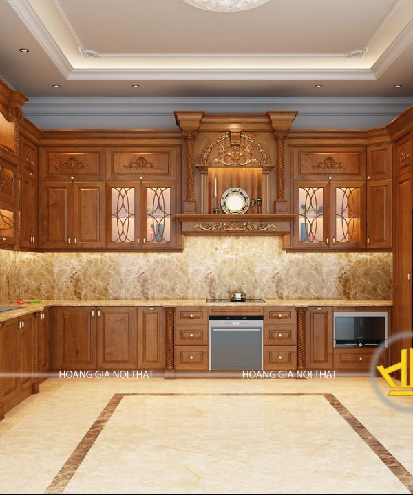 Tủ Bếp Gỗ Gõ nhà bác Thanh Sài Gòn