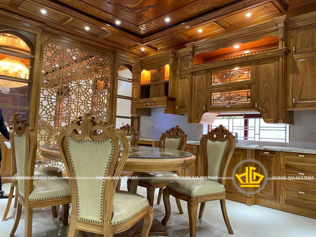 Tủ Bếp Gỗ Gõ nhà bác Thu Trần Phú Hà Nội