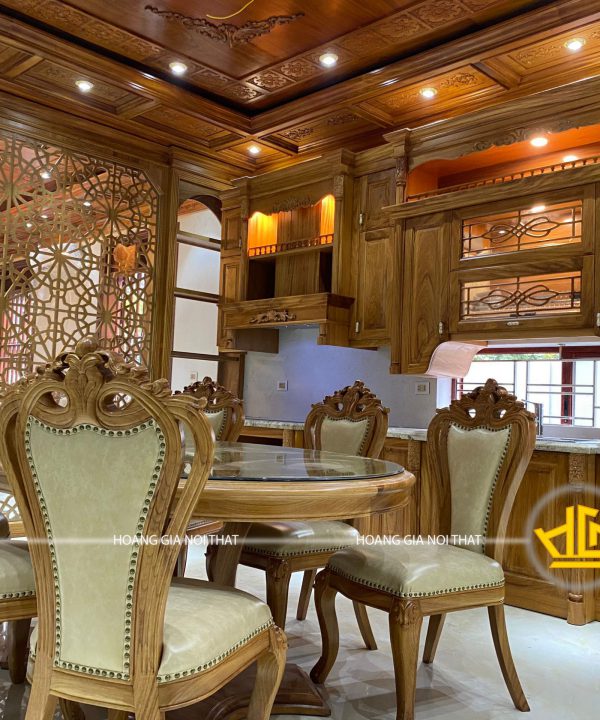 Tủ Bếp Gỗ Gõ nhà bác Thu Trần Phú Hà Nội