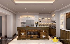 Tủ bếp gỗ óc chó đẹp