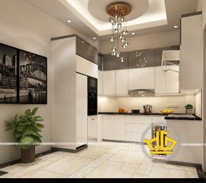 Hệ tủ bếp chữ L được thiết kế nhiều hộc tủ, giúp bạn lưu trữ được nhiều đồ hơn nhưng vẫn đảm bảo tính thẩm mỹ