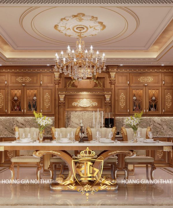 Tủ bếp gỗ gõ đỏ tân cổ điển