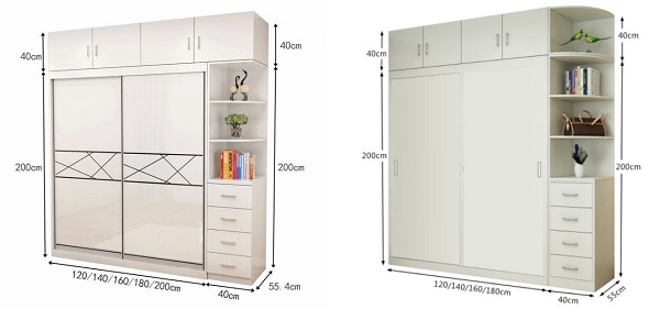 Kích thước tủ quần áo tiêu chuẩn thông thường