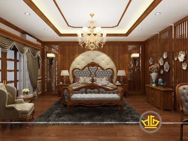 Phòng ngủ hiện đại kết hợp đồ nội thất hoàng gia