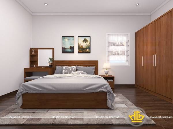 Mẫu nội thất phòng ngủ hiện đại 11m2 với vân gỗ 