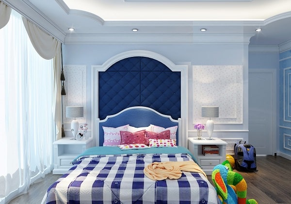 Phòng ngủ tân cổ điển màu xanh cho bé