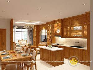 Thiết kế tủ bếp gỗ tự nhiên