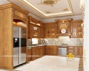 Thiết kế tủ bếp gỗ tự nhiên