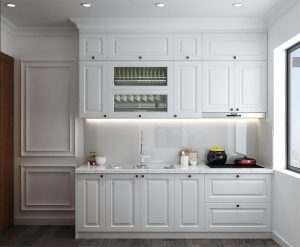 Mẫu tủ bếp gỗ tân cổ điển
