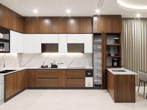 Mẫu tủ bếp gỗ tân cổ điển