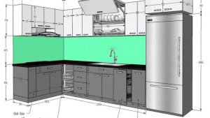 Kích thước tủ bếp trên