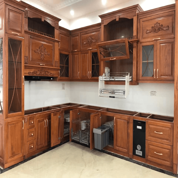 Báo giá tủ bếp gỗ gõ đỏ nam phi