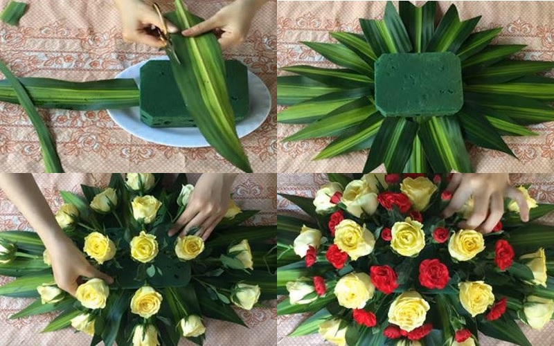 cách cắm hoa hồng bằng mút xốp​ 