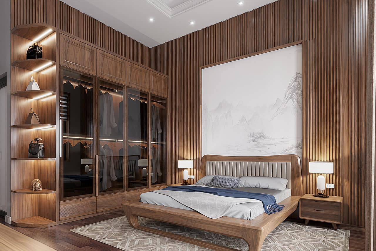 Nội thất phòng ngủ gỗ tự nhiên đẹp