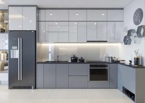Tủ bếp acrylic bóng gương
