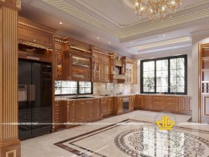 Tủ bếp gỗ tự nhiên hiện đại