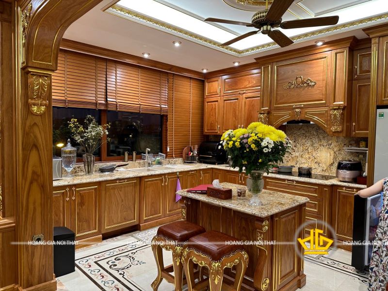 Tủ bếp gỗ gõ đỏ