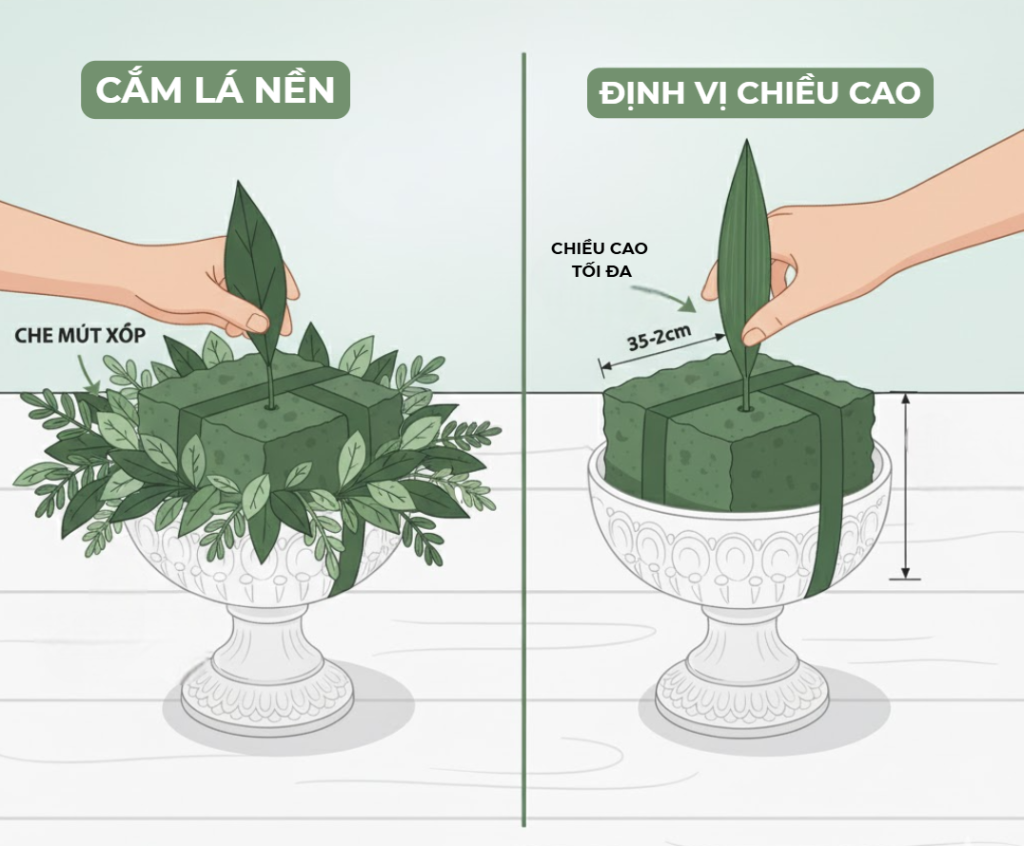 Cách cắm hoa hồng bằng mút xốp
