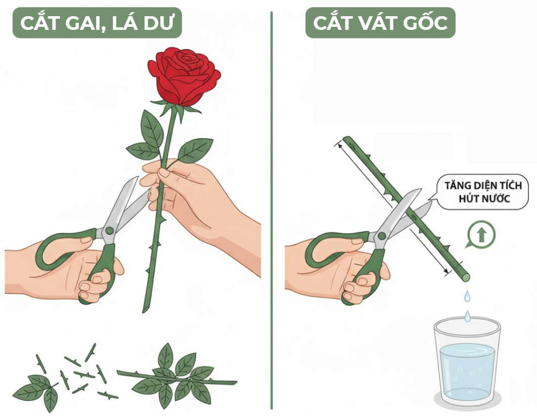cách cắm hoa hồng bằng mút xốp