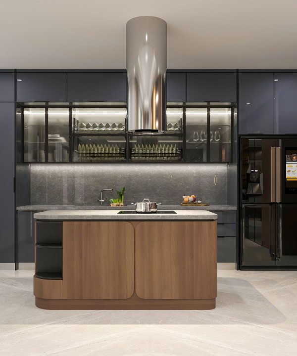 Tủ Bếp Inox Cánh Kính (Mẫu 1)