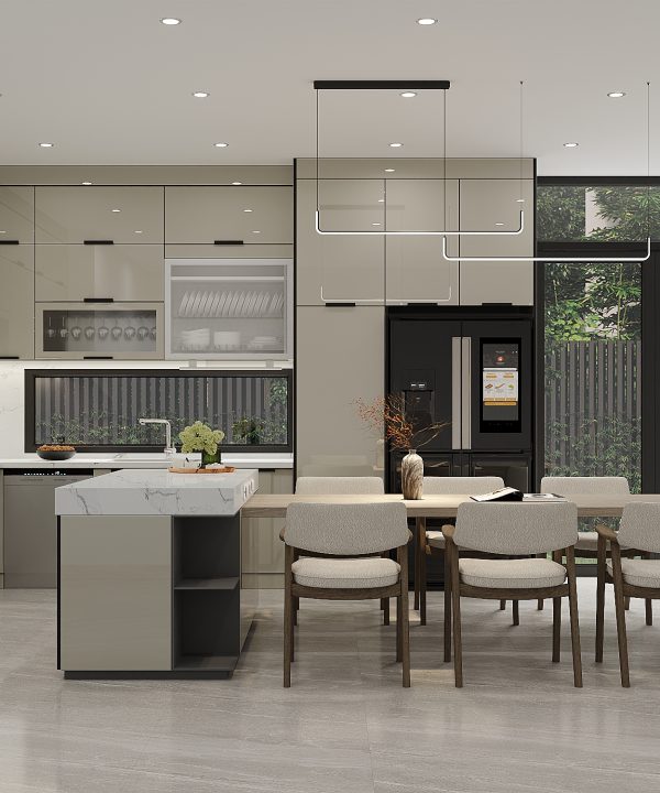 Tủ Bếp Inox Cánh Kính (Mẫu 2)