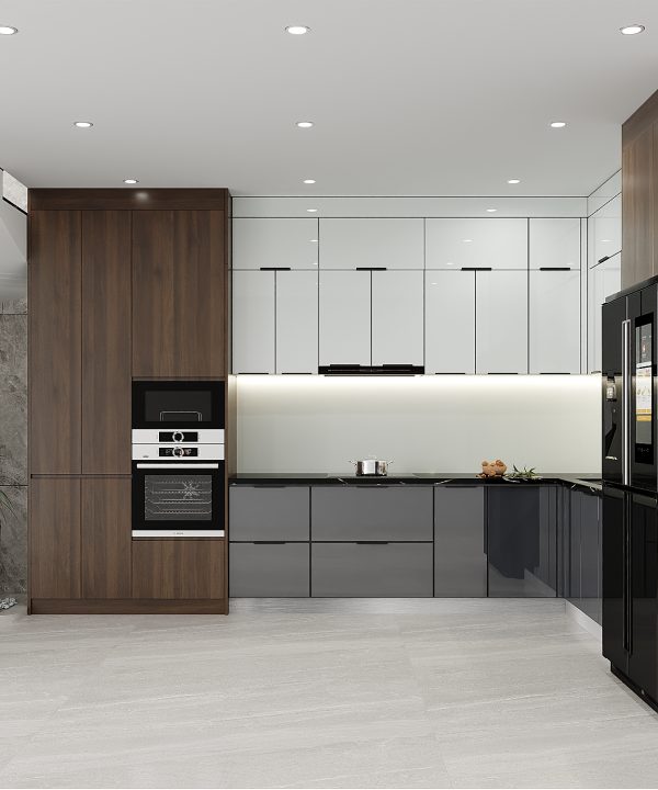 Tủ Bếp Inox Cánh Kính (Mẫu 4)