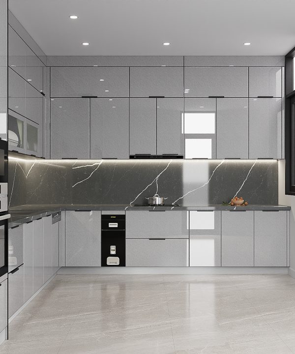 Tủ Bếp Inox Cánh Kính (Mẫu 5)