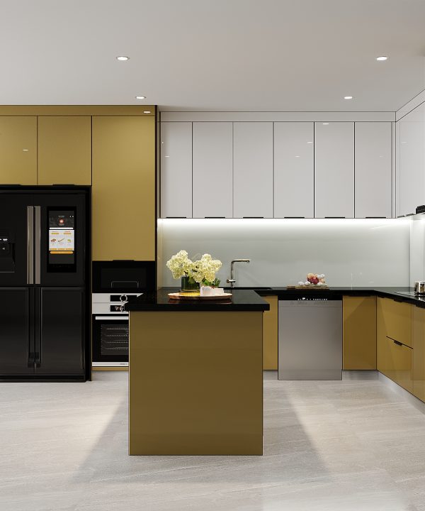 Tủ Bếp Inox Cánh Kính (Mẫu 6)